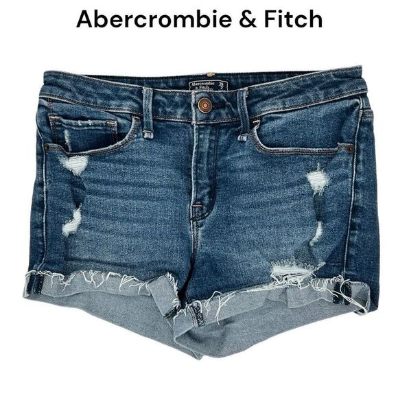 Women’s Abercrombie and Fitch A&F HARPER LOW RISE SHORT Jean Blue 26/2 - Picture 1 of 8